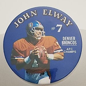 Vintage John Elway #7 Denver Broncos AFC‎ Champs button pin